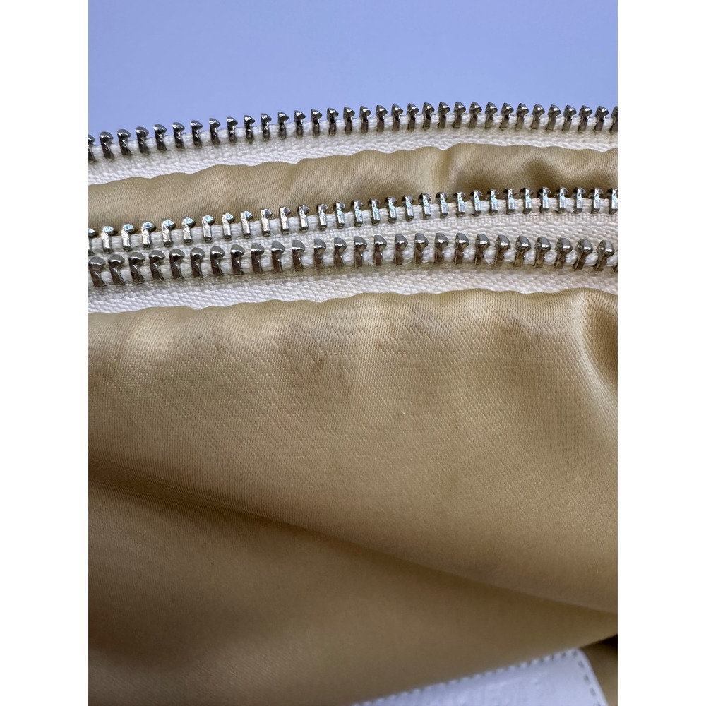 Coach Leather Satchel Handbag Cream Pebble Grain Silver Hardware Top Zip Vintage - Picture 15 of 16